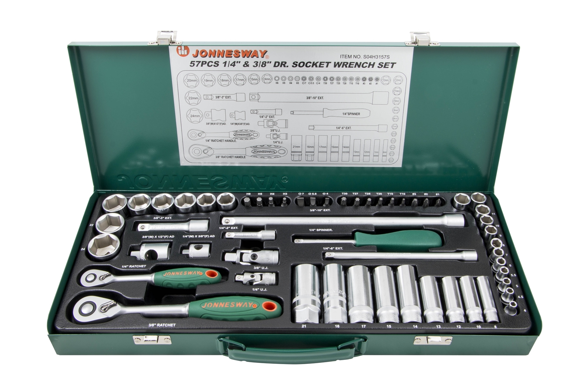 Zestaw 57szt. narzędzi 1/4" i 3/8" 1 Zestaw 57szt. narzędzi 1/4" i 3/8"