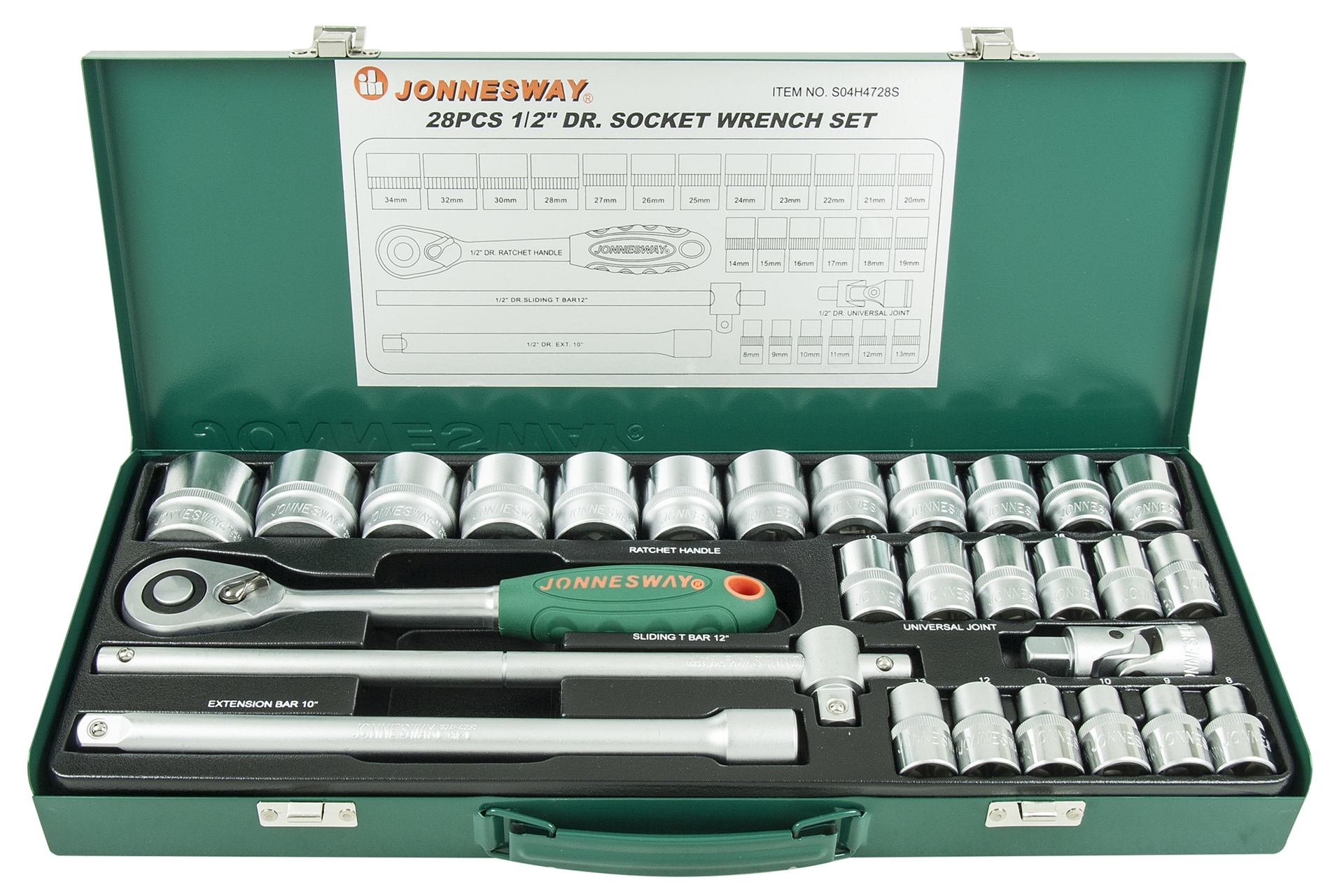 Zestaw 28szt. narzędzi 1/2" 8-34mm 1 Zestaw 28szt. narzędzi 1/2" 8-34mm