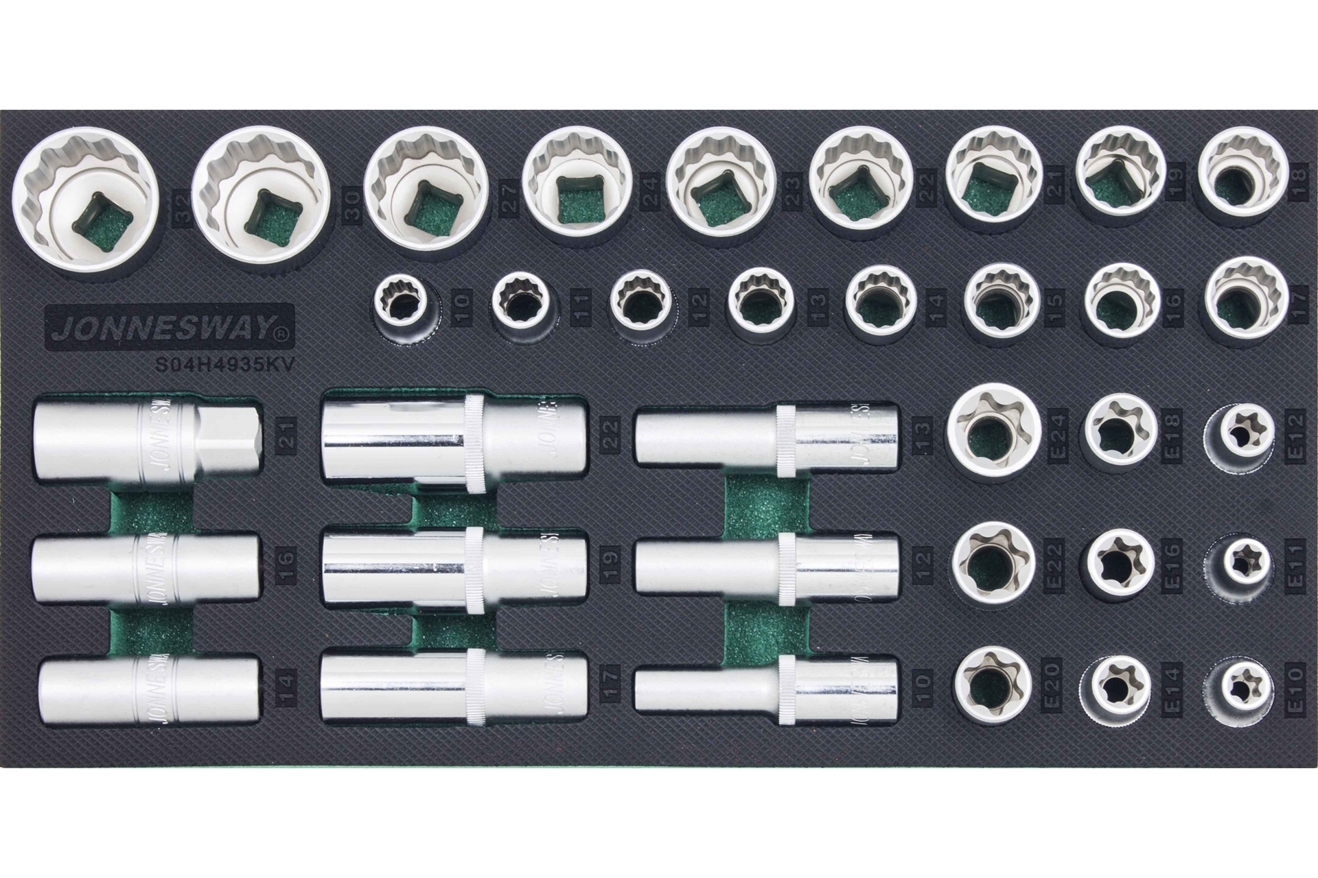 Zestaw 35szt. nasadek 1/2" we wkładce EVA 1 Zestaw 35szt. nasadek 1/2" we wkładce EVA