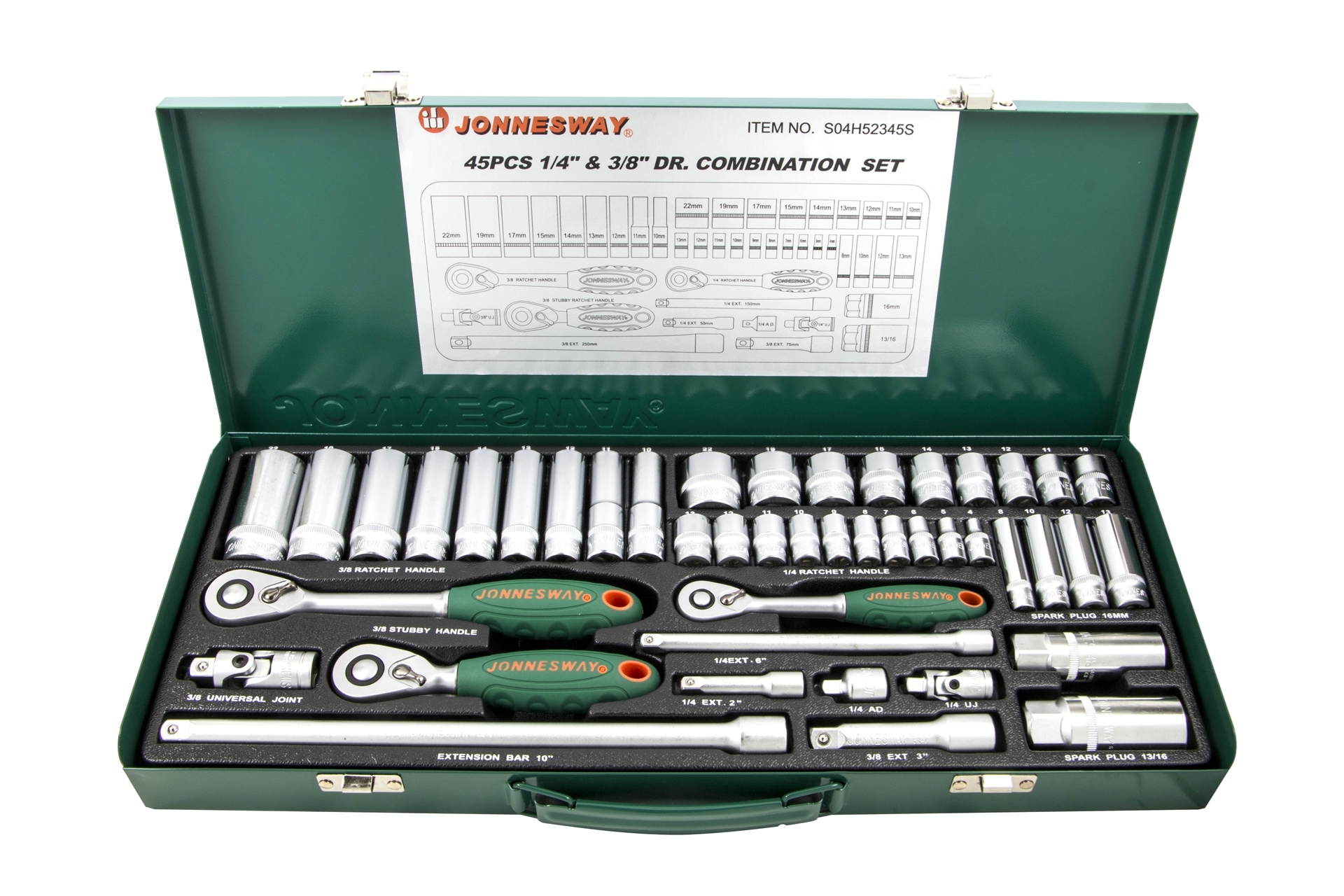 Zestaw 45szt. narzędzi 1/4" i 3/8" 1 Zestaw 45szt. narzędzi 1/4" i 3/8"