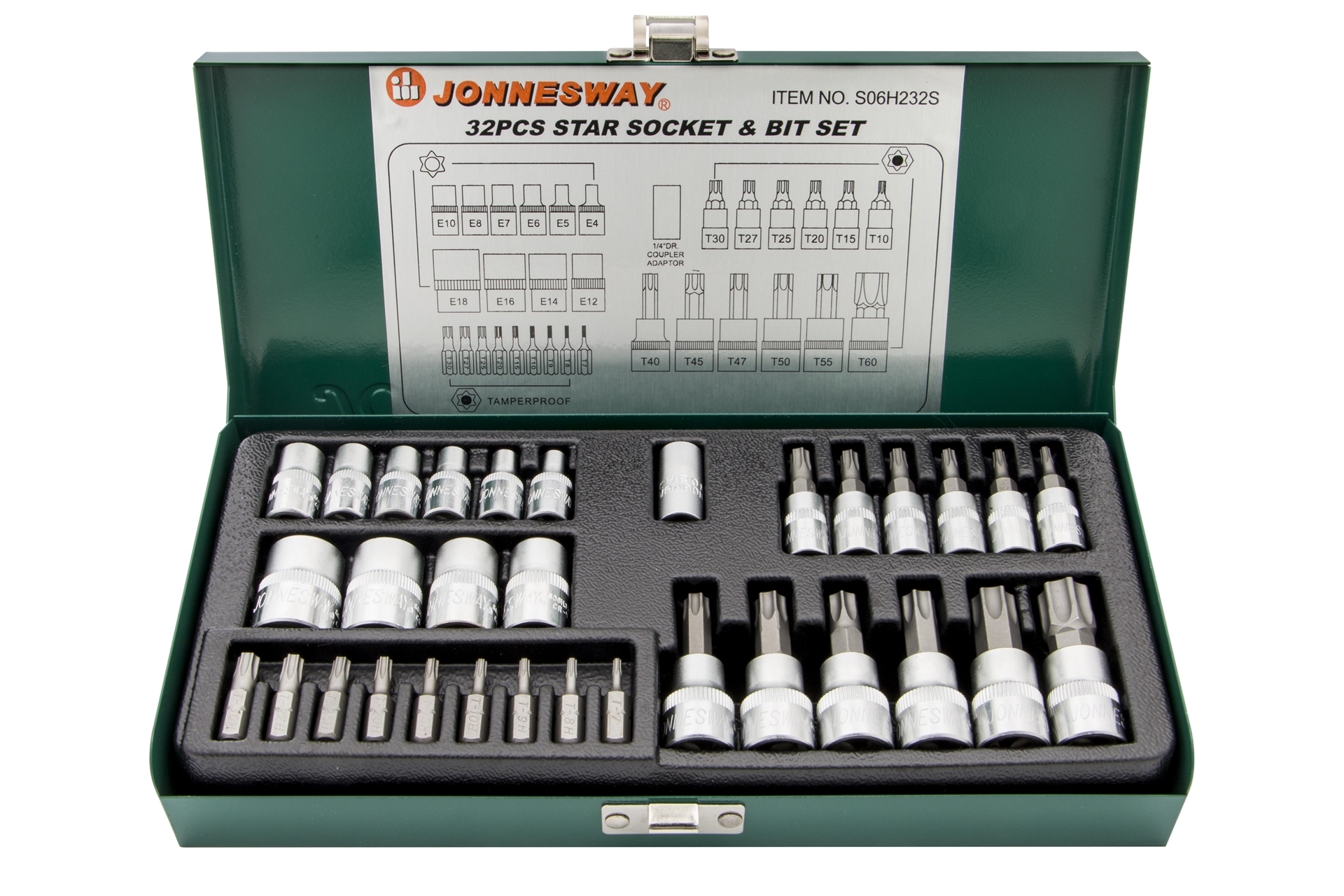 Zestaw 32szt. bitów TORX i nasadek E-TORX 1 Zestaw 32szt. bitów TORX i nasadek E-TORX
